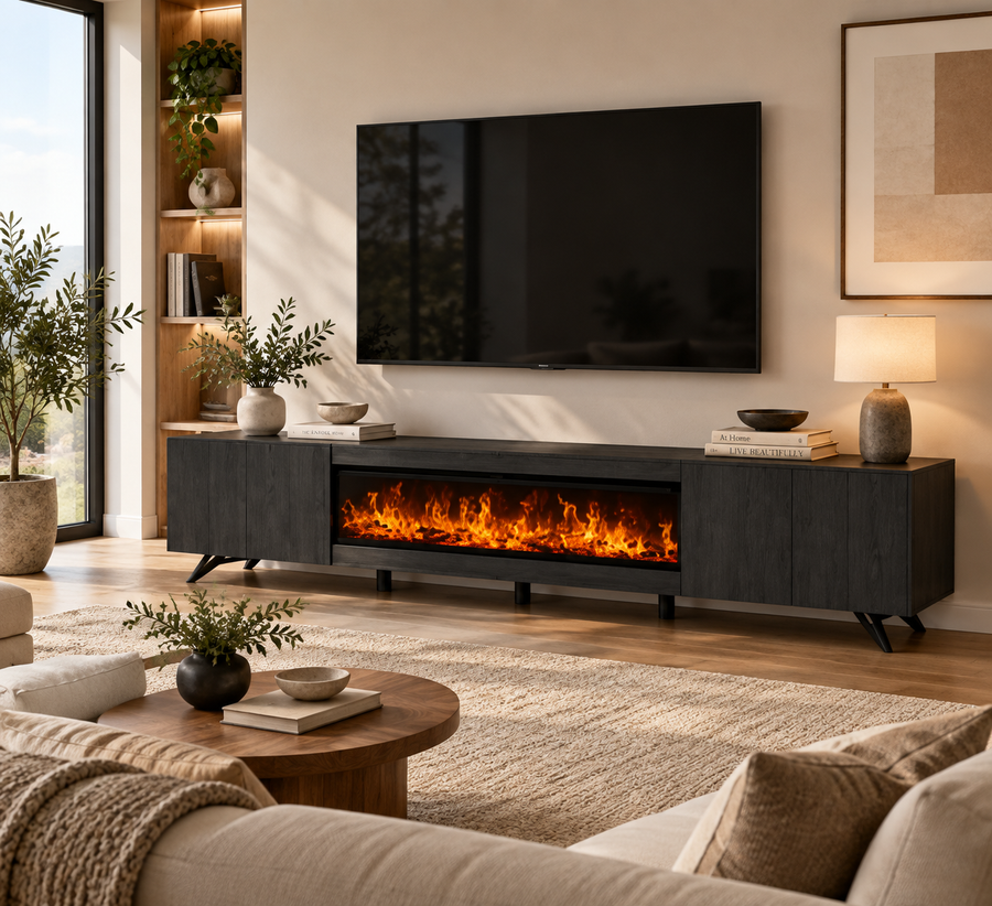 Credenza moderna dalle linee essenziali, colore grigio scuro