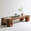 Tavolino basso in stile tradizionale in legno, colore legno naturale