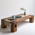 Tavolino basso in stile tradizionale in legno, colore legno naturale