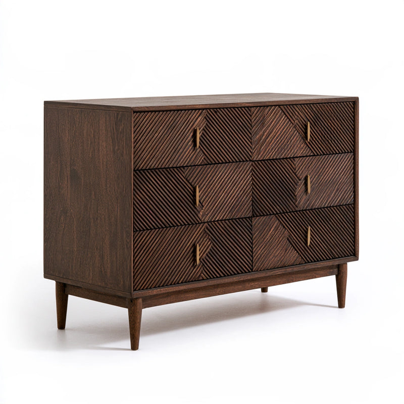 Cassettiera in legno, colore marrone scuro