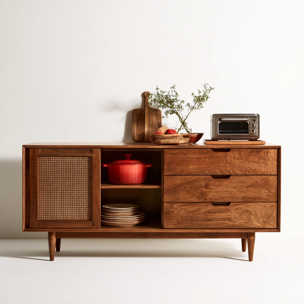 Credenza contenitore in legno, colore legno naturale