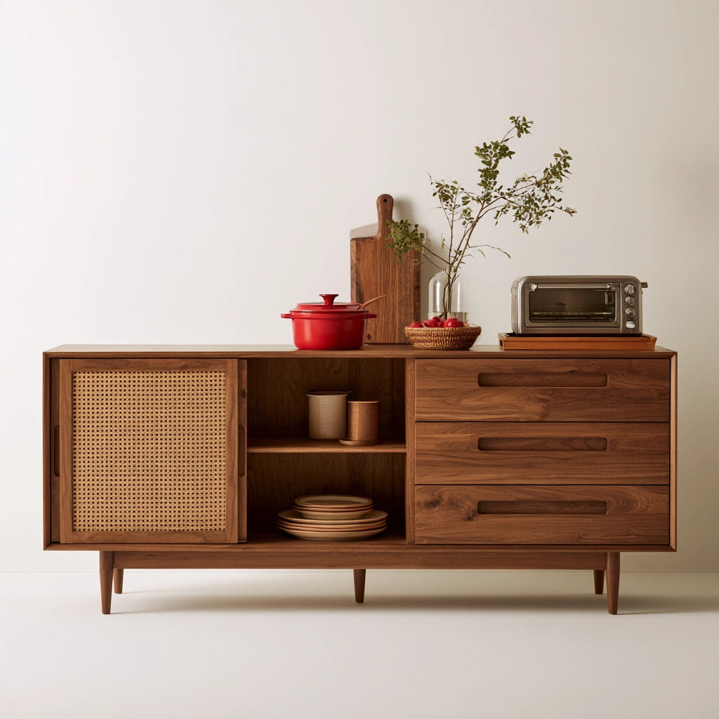 Credenza contenitore in legno, colore legno naturale