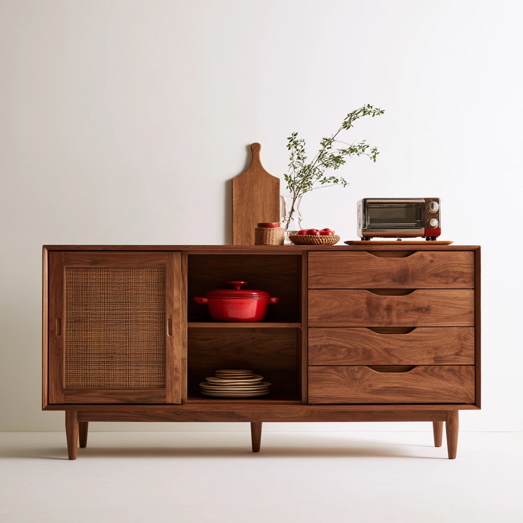 Credenza contenitore in legno, colore legno naturale