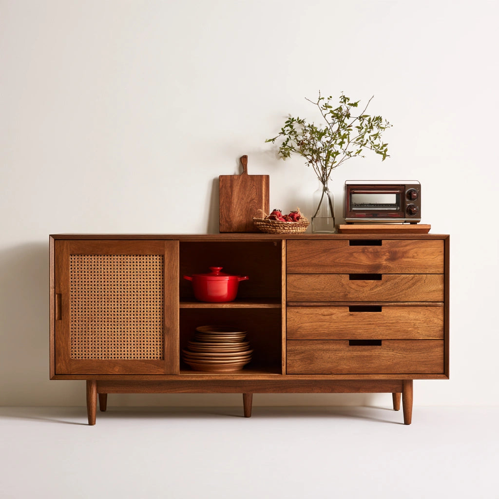 Credenza contenitore in legno, colore legno naturale